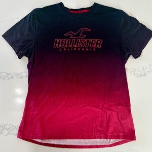 Hollister Men’s XL Ombre Red Black T-Shirt Graphic Logo Tee